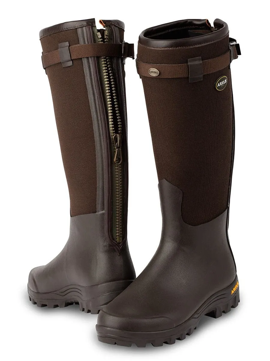 30% OFF - ARXUS Primo Country Zip Wellington Boots - Neoprene Lined - Olive (Brown) - Size:  UK 10.5 (EU45)
