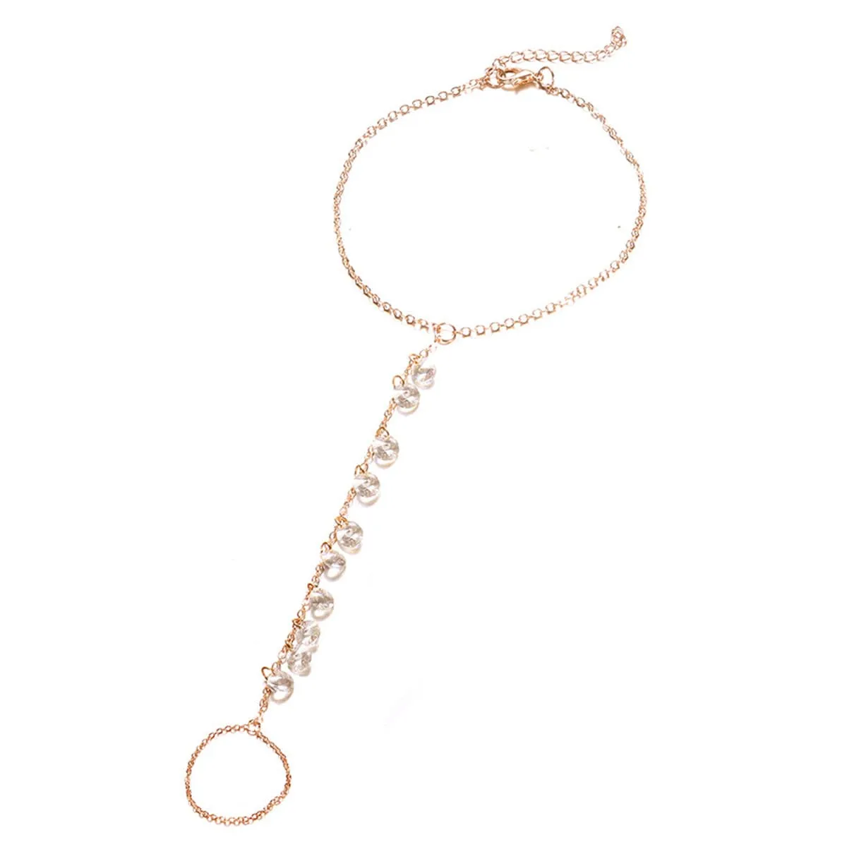 Acrylic & 18K Gold-Plated Ankle-To-Toe Ring Charm Anklet
