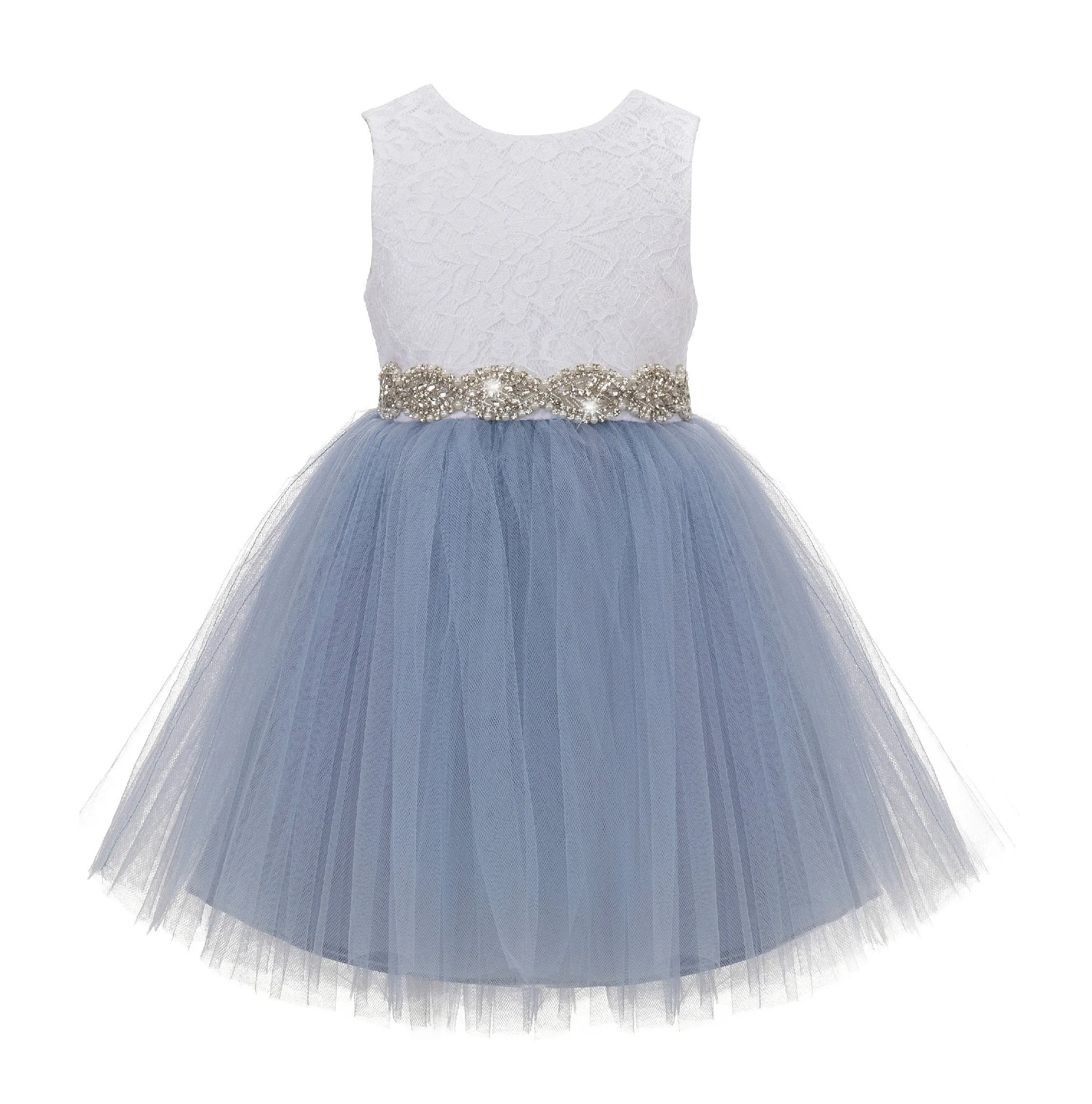 Backless V-Back Lace Flower Girl Dress Social Events Birthday Party Ceremony Evening Gown 206R4