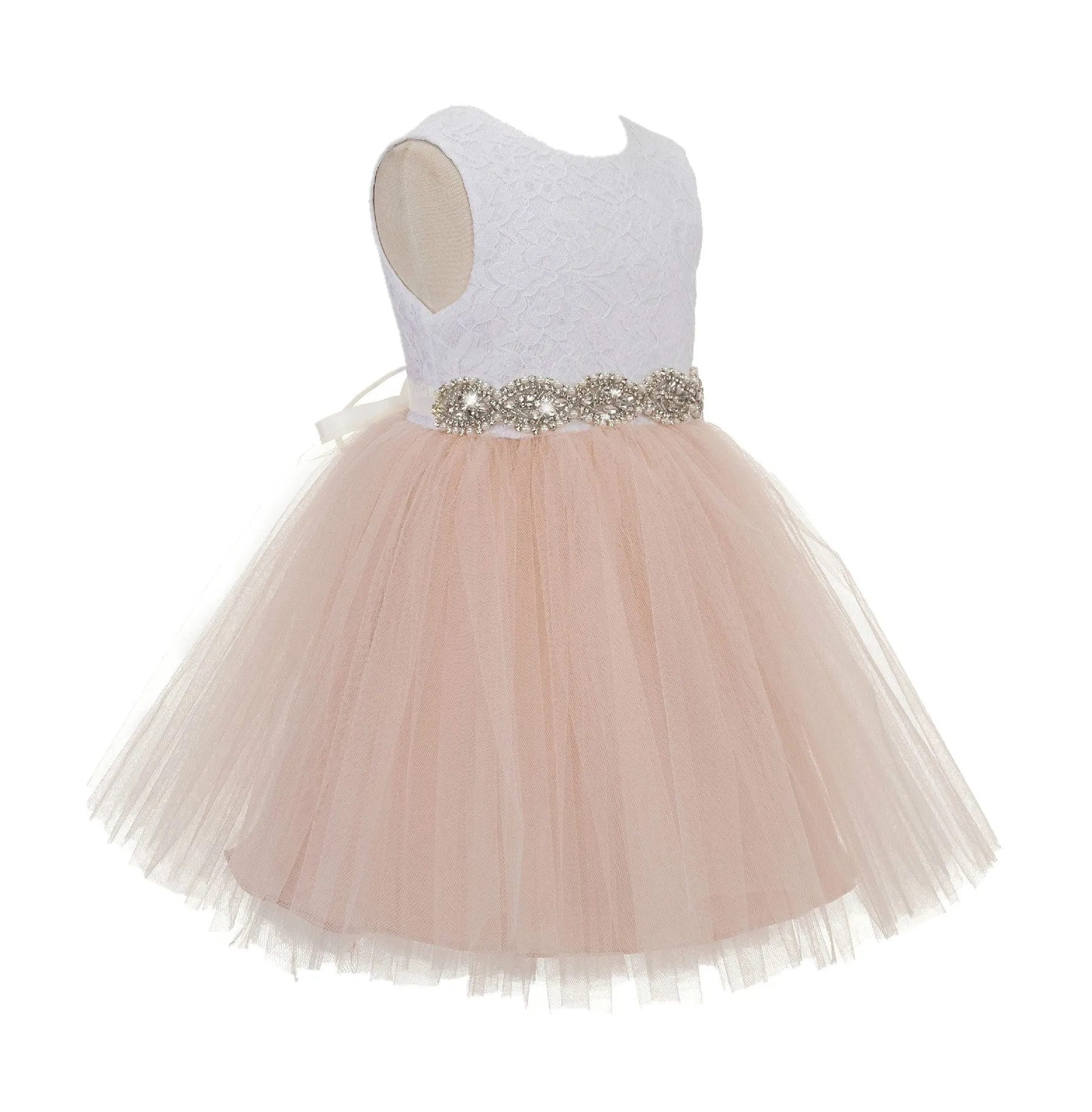 Backless V-Back Lace Flower Girl Dress Social Events Birthday Party Ceremony Evening Gown 206R4