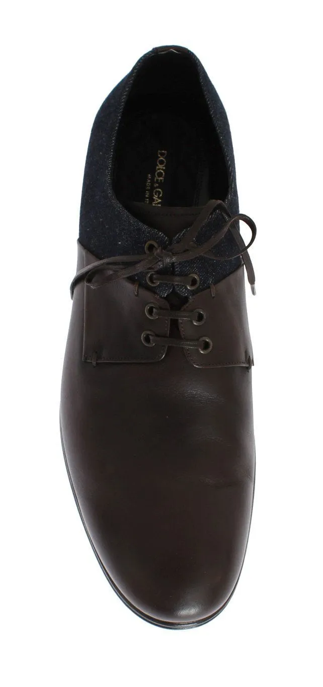 Brown Leather Blue Denim Formal Shoes