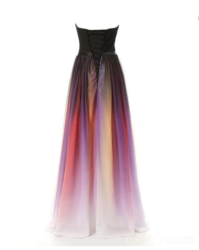 Charming Gradient Sweetheart Chiffon Long Prom Dresses , Formal Gowns