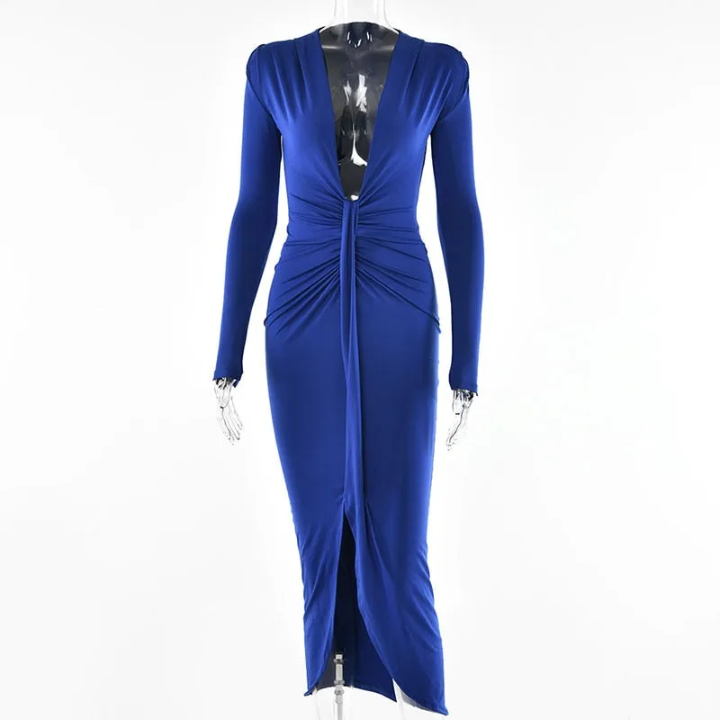 Elegant Pleated Casual Evening Party Long Dress