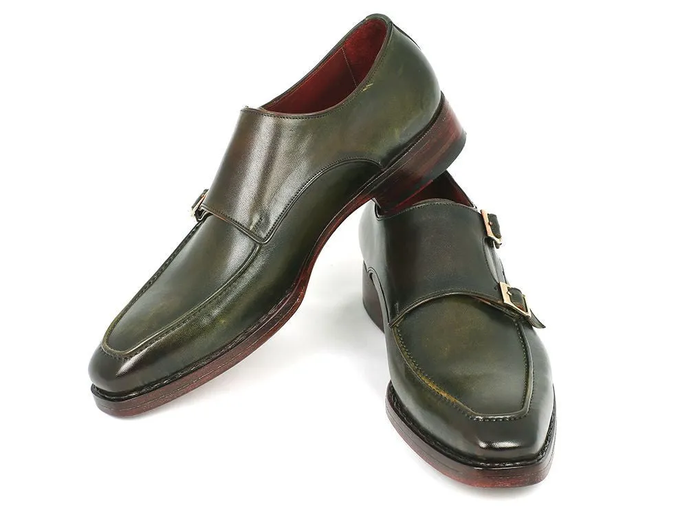 Paul Parkman Green Double Monkstrap Shoes