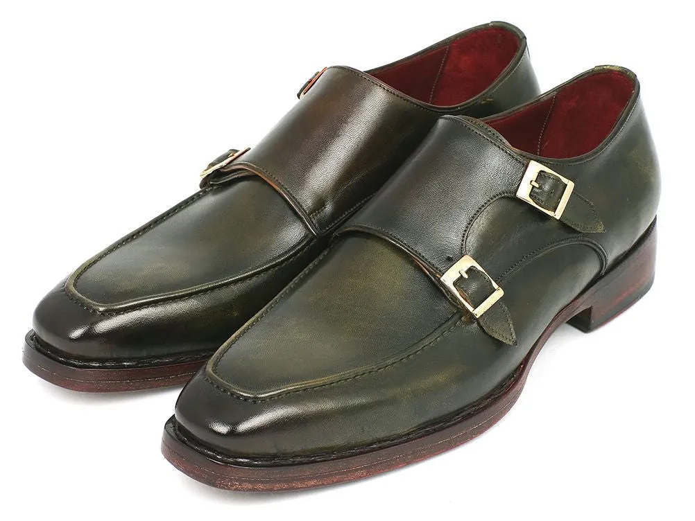 Paul Parkman Green Double Monkstrap Shoes