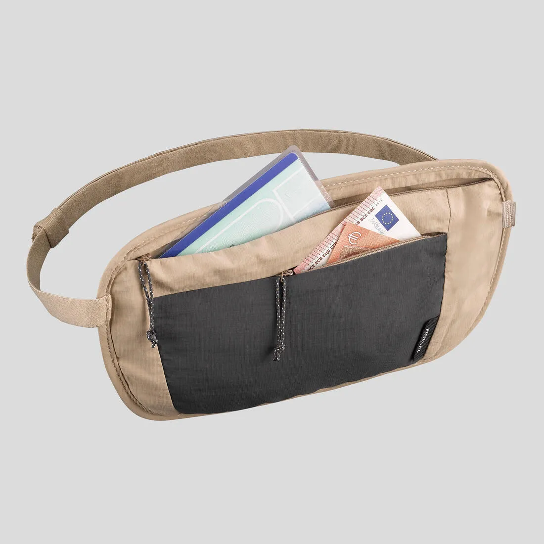 Sac banane discret de trekking voyage TRAVEL RFID beige