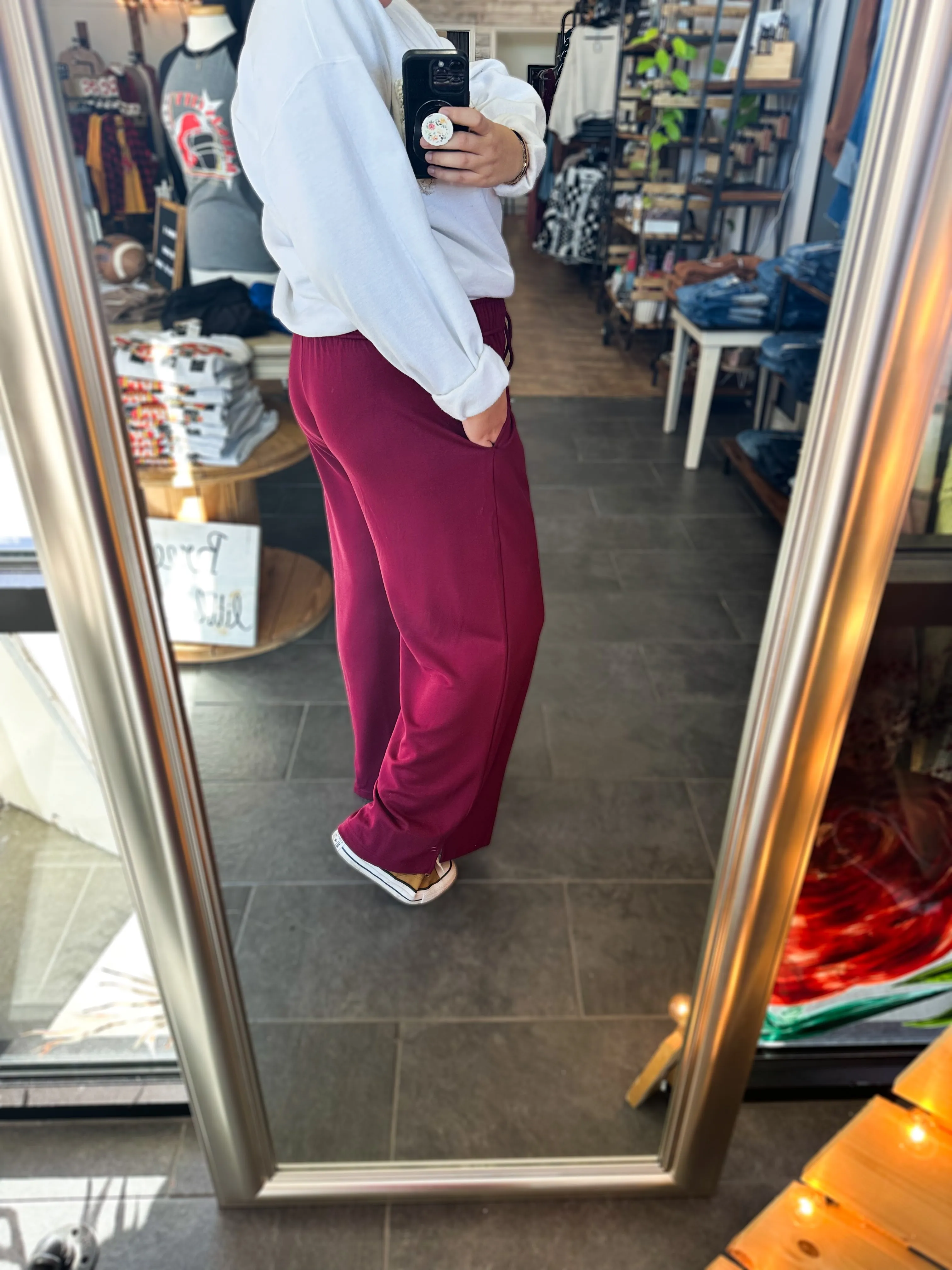 Walking in Comfort Sweatpants {Burgundy}